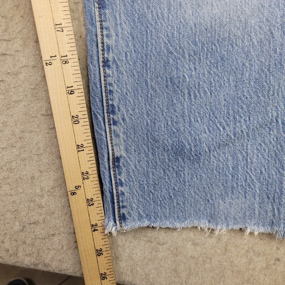 Levis Premium 501 ST Jeans Mens 32x25 Big E Button Fly Blue Light Wash Straight